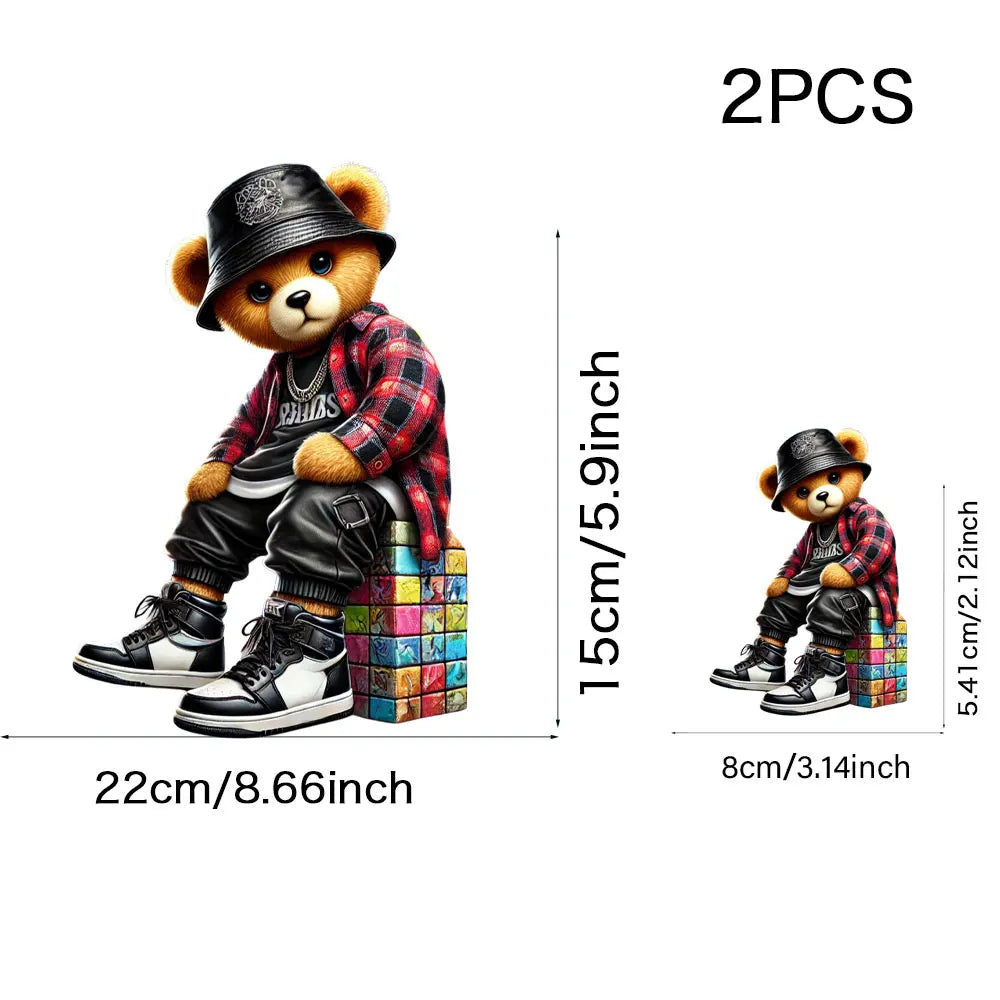 Cool Punk Bears Patches On Clothes Thermal Press Decal T-Shirt Parches Ropa Hoodies Heat Transfer DIY Clothes Stickers Iron On