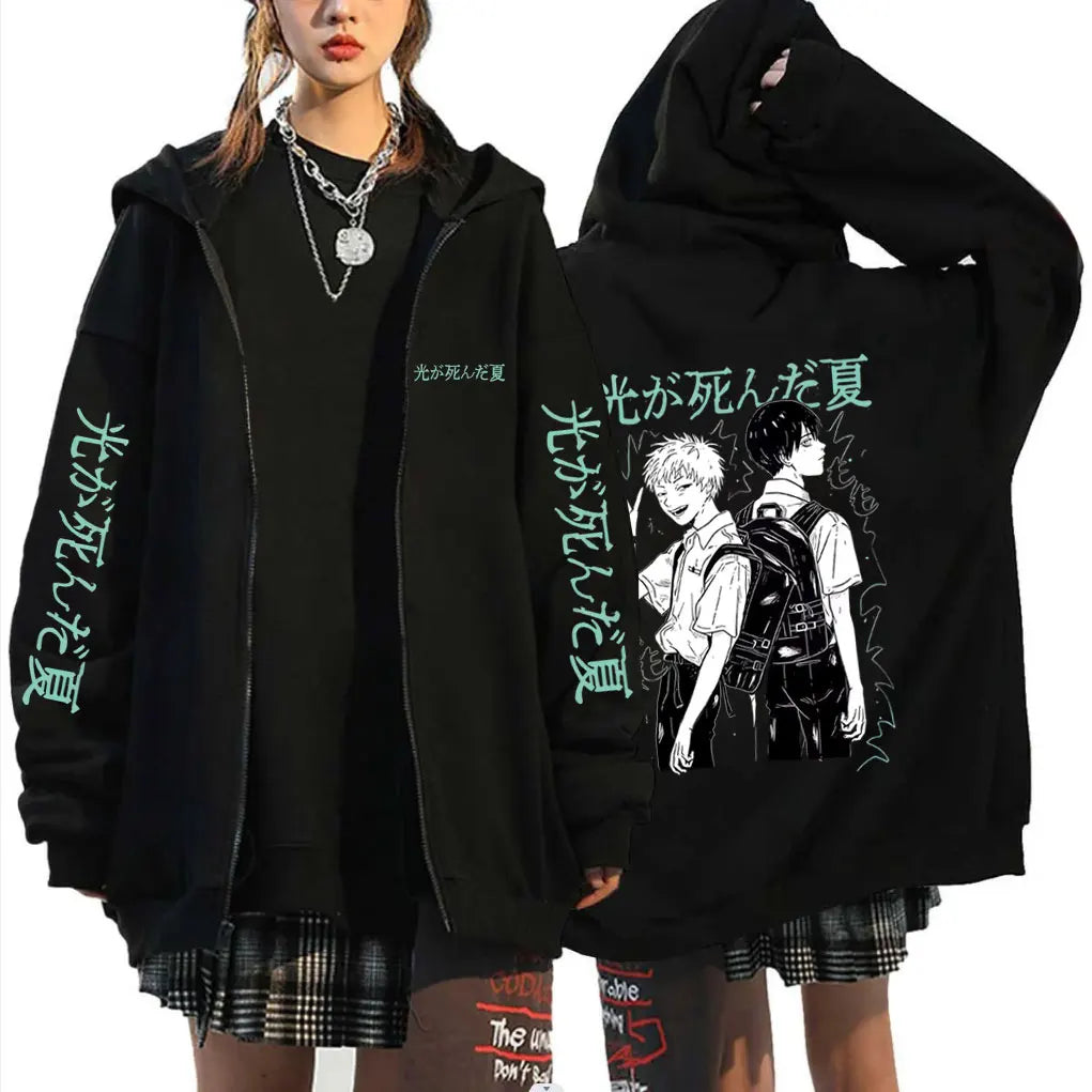 Anime The Summer Hikaru Died Graphic Zipper Hoodie Men Women Clothing Cartoon Manga Zip Up Jacket Unisex Casual Vintage Hoodies