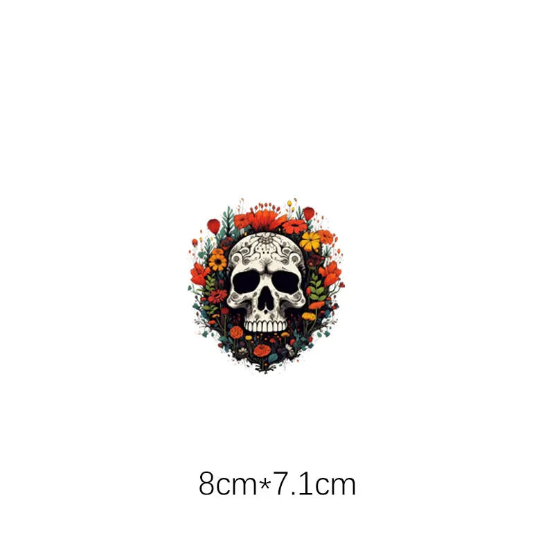 New Vintage Thermal DTF Stickers Punk Style Skulls Parches Ropa Diy Heat Transfer Cap Hoodies Clothes Sticker Custom Patch Vinyl