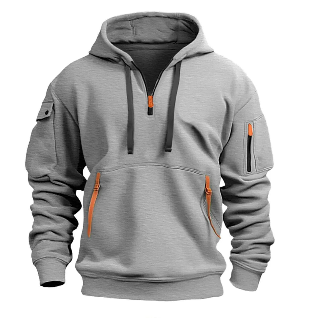 New Men's Zip-Up Color Block Hoodie with Casual Stylish & Durable Fall/Winter Top Raglan Sleeves Hoodies Sweatshirt MaleNew Men'