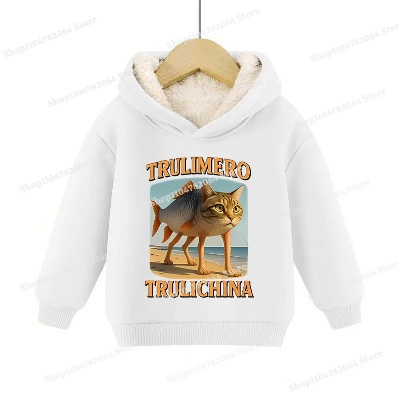 Italian Brainrot Animals Pullover Hoodies Cappuccino Assassino Lamb Fleece Kid Sweatshirt Sahur Anime Cartoons Clothes Tops Gift