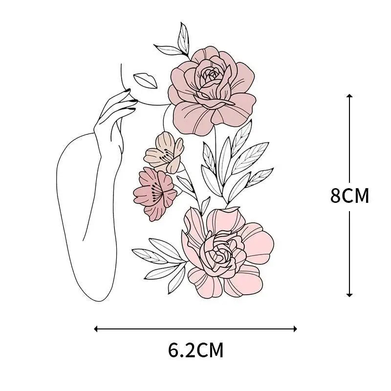 Abstract portraits and floral patterns heat transfer girls' clothing printed stickers Iron On hoodies and canvas bags DIY