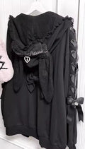 Hoodies Women 2025 Autumn New Sweet Bunny Ear Lace Hooded Sweatshirt for Women Cute Loose Tie Long Sleeve Jacket