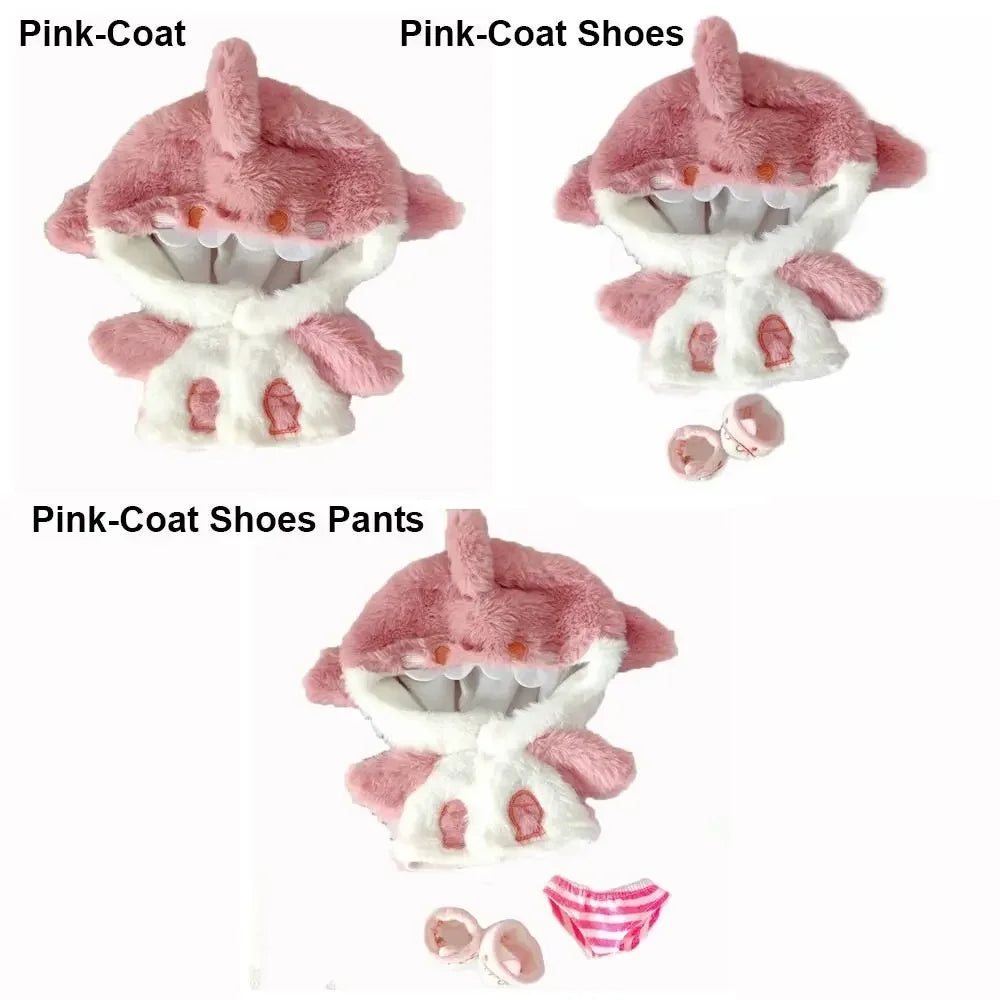 Cartoon Shark Coat Pink Blue Shark Plush Hoodies For 20cm Doll Clothes Lovely Animal Coat Outfit Cotton Stuffed Dolls Toys Gifts