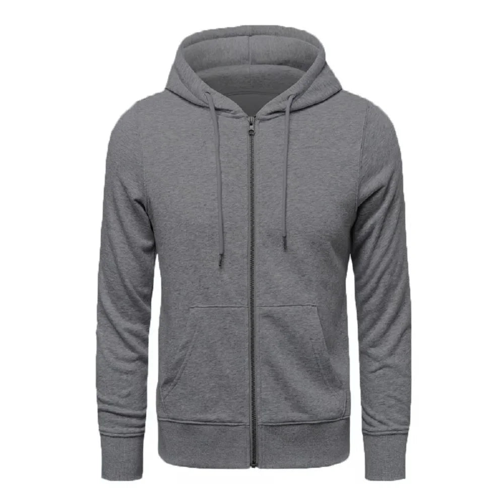 Trendy Hoodies Men Retro Harajuku Solid color High quality Jacket Streetwear Solid Zip Up Casual Loose Sweatshirt Clothes