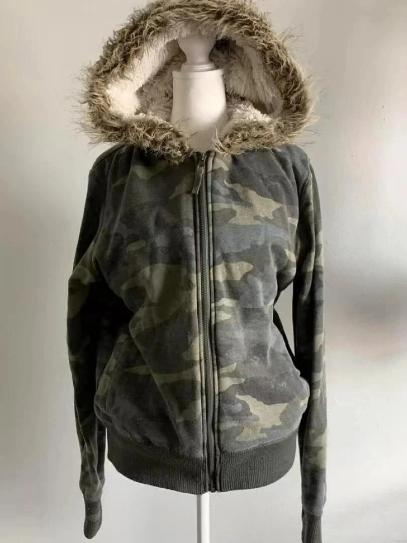 Grunge Zipper Sweatshirts Vintage Gothic Coats Harajuku Streetwear Y2k Jackets with Hooded Women Subculture Hoodies Cross Skull