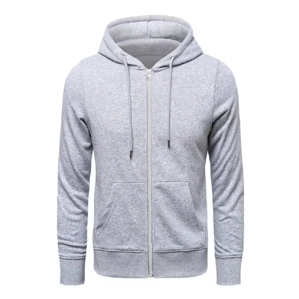 Trendy Hoodies Men Retro Harajuku Solid color High quality Jacket Streetwear Solid Zip Up Casual Loose Sweatshirt Clothes