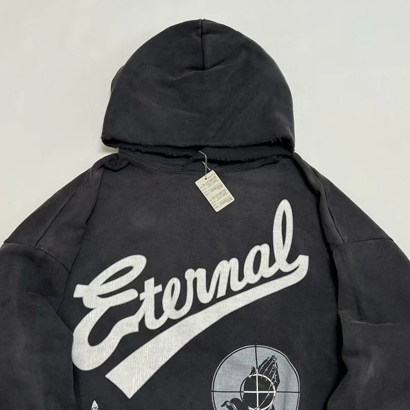 Good Quality Saint Hoodies Men Woman Hooded Pullovers Washed High Street Damaged Oversized Sweatshirts Hip Hop Autumn Winter
