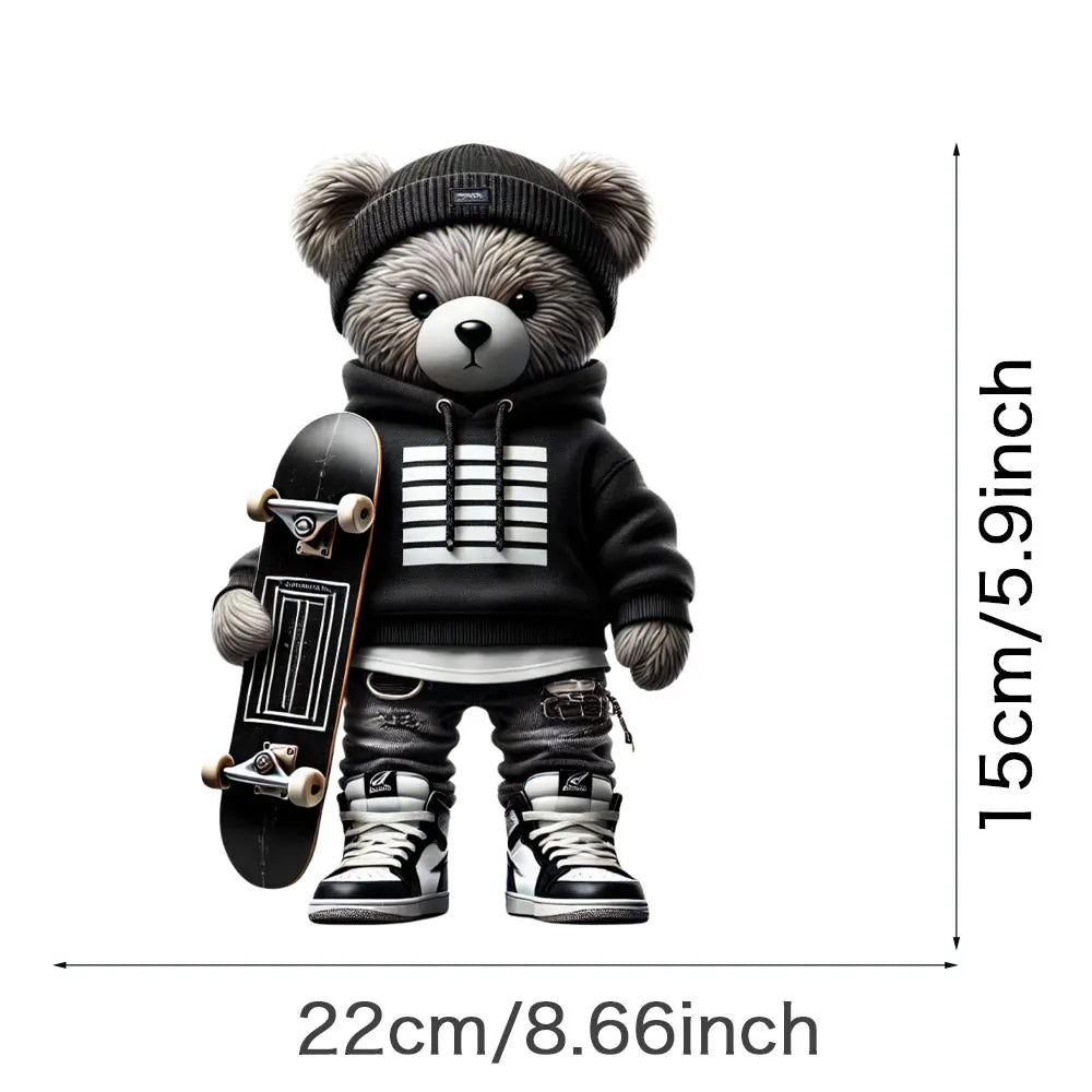 Cool Punk Bears Patches On Clothes Thermal Press Decal T-Shirt Parches Ropa Hoodies Heat Transfer DIY Clothes Stickers Iron On
