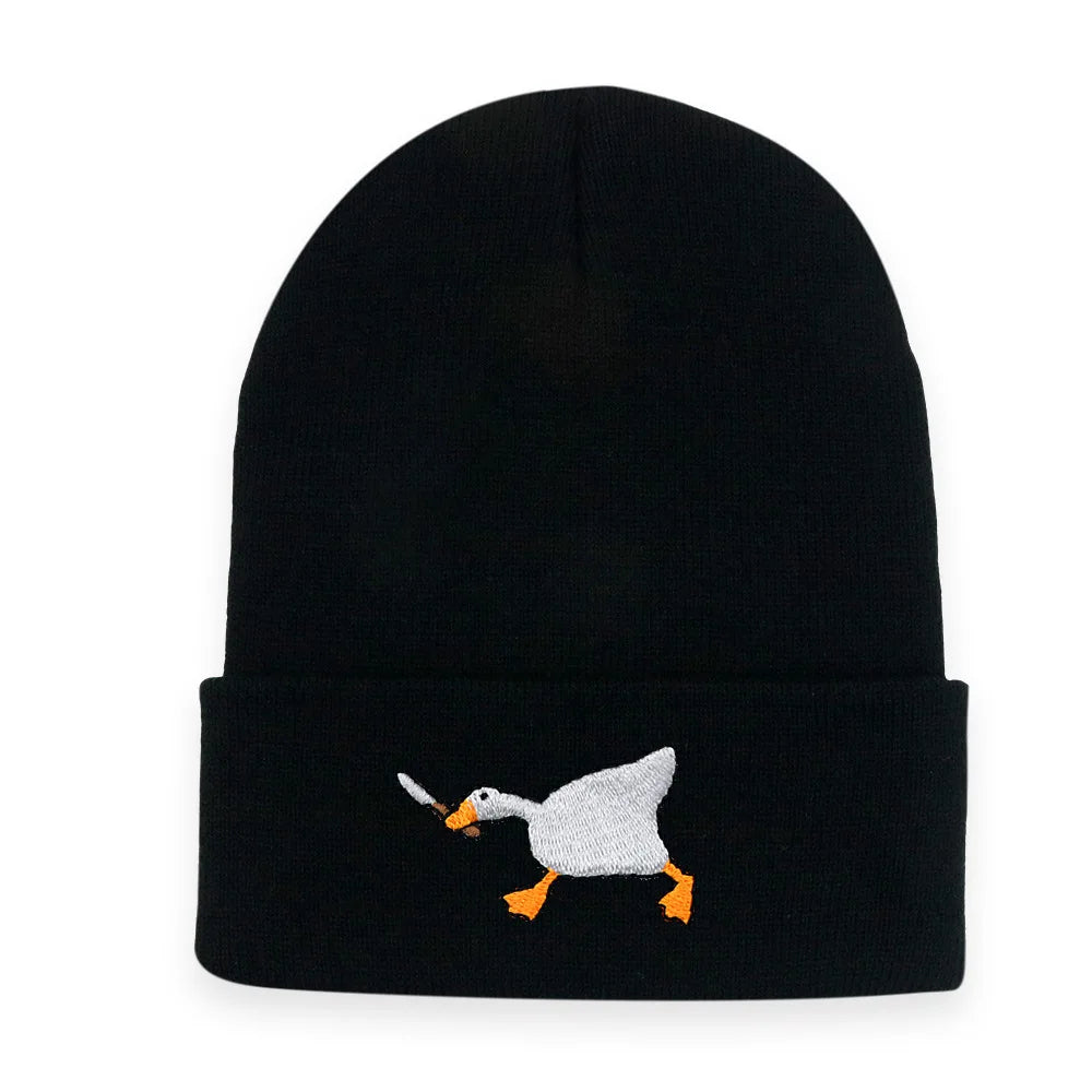 Big Goose Embroidered Knitted Hat for Winter and Winter Warmth, Men's and Women's Hoodies, Unclimbed Knitted Hat, Outdoor