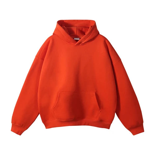 Cotton Baggy Fleece Hoodies for Men Solid Color Plush Pullovers Oversized Hooded Sweatshirt Autumn Winter Thick Clothes Unisex
