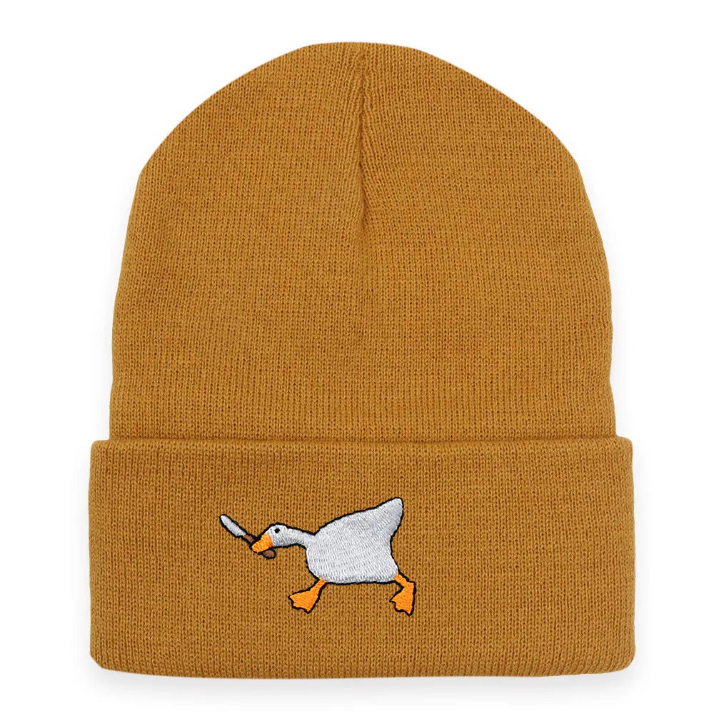 Big Goose Embroidered Knitted Hat for Winter and Winter Warmth, Men's and Women's Hoodies, Unclimbed Knitted Hat, Outdoor