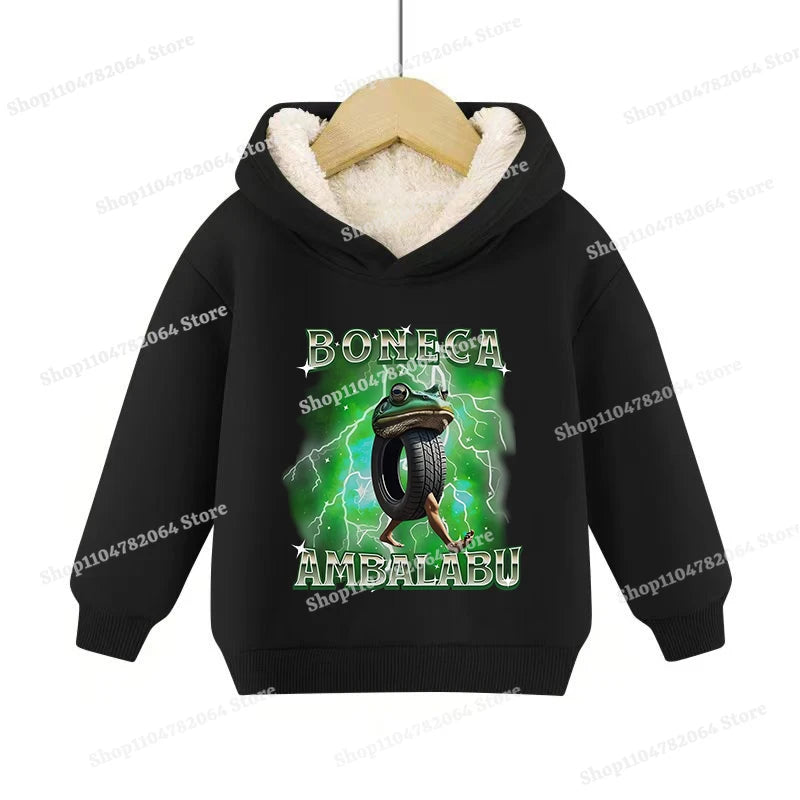 Italian Brainrot Animals Pullover Hoodies Cappuccino Assassino Lamb Fleece Kid Sweatshirt Sahur Anime Cartoons Clothes Tops Gift