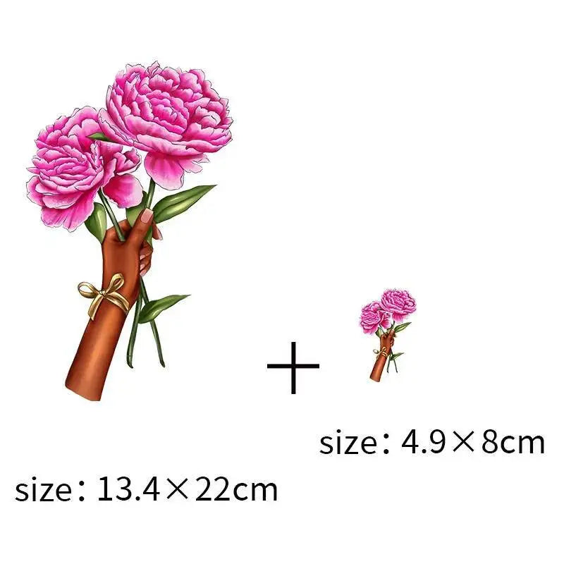 Abstract portraits and floral patterns heat transfer girls' clothing printed stickers Iron On hoodies and canvas bags DIY