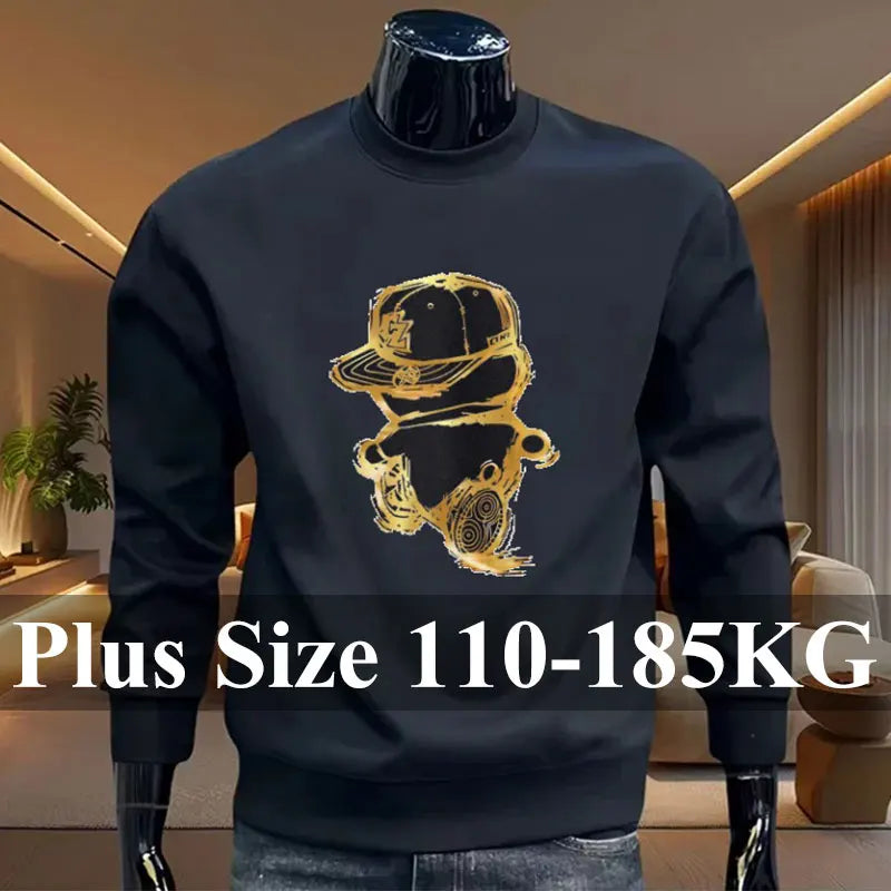 Casual Fashion Men's O-Neck Hoodies Plus Size 1XL-7XL Spring Autumn Soft Long Sleeved Tops Outdoor Pullover Wear Male Clothing