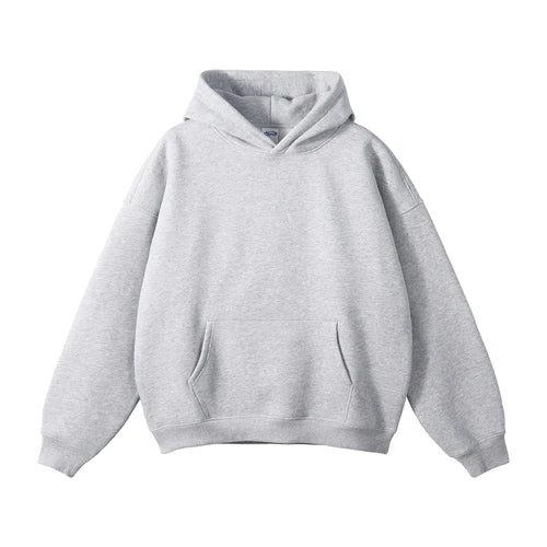 Cotton Baggy Fleece Hoodies for Men Solid Color Plush Pullovers Oversized Hooded Sweatshirt Autumn Winter Thick Clothes Unisex