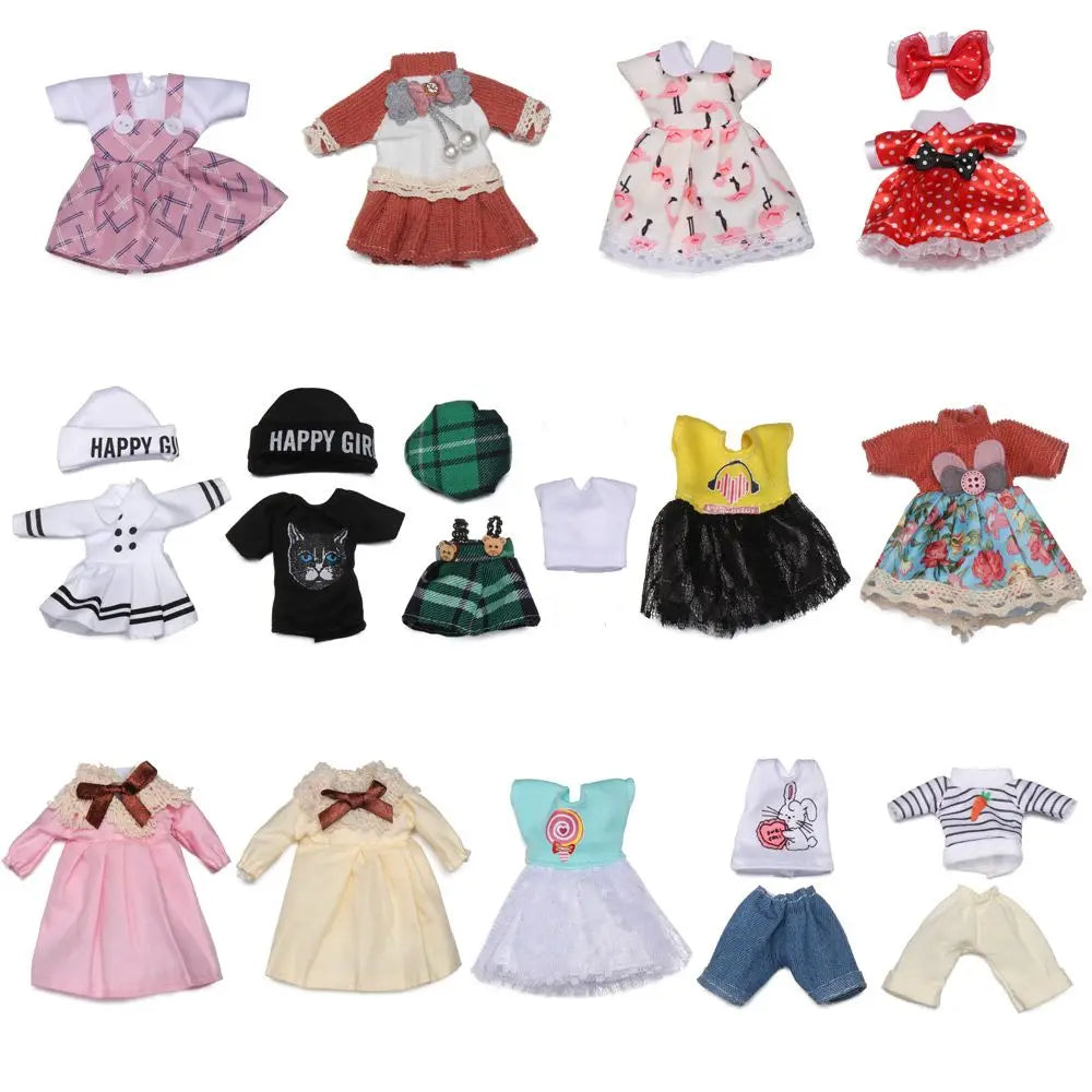 16cm Doll Clothes Cute Princess Dress For 1/8 BJD Doll Tops T-shirt Hoodies Jeans Pants Suit Lace Knitted Sweater Skirt Toy Gift