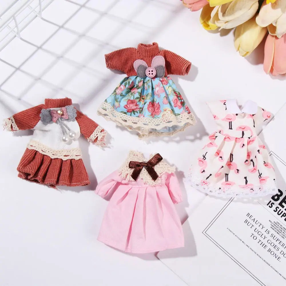 16cm Doll Clothes Cute Princess Dress For 1/8 BJD Doll Tops T-shirt Hoodies Jeans Pants Suit Lace Knitted Sweater Skirt Toy Gift