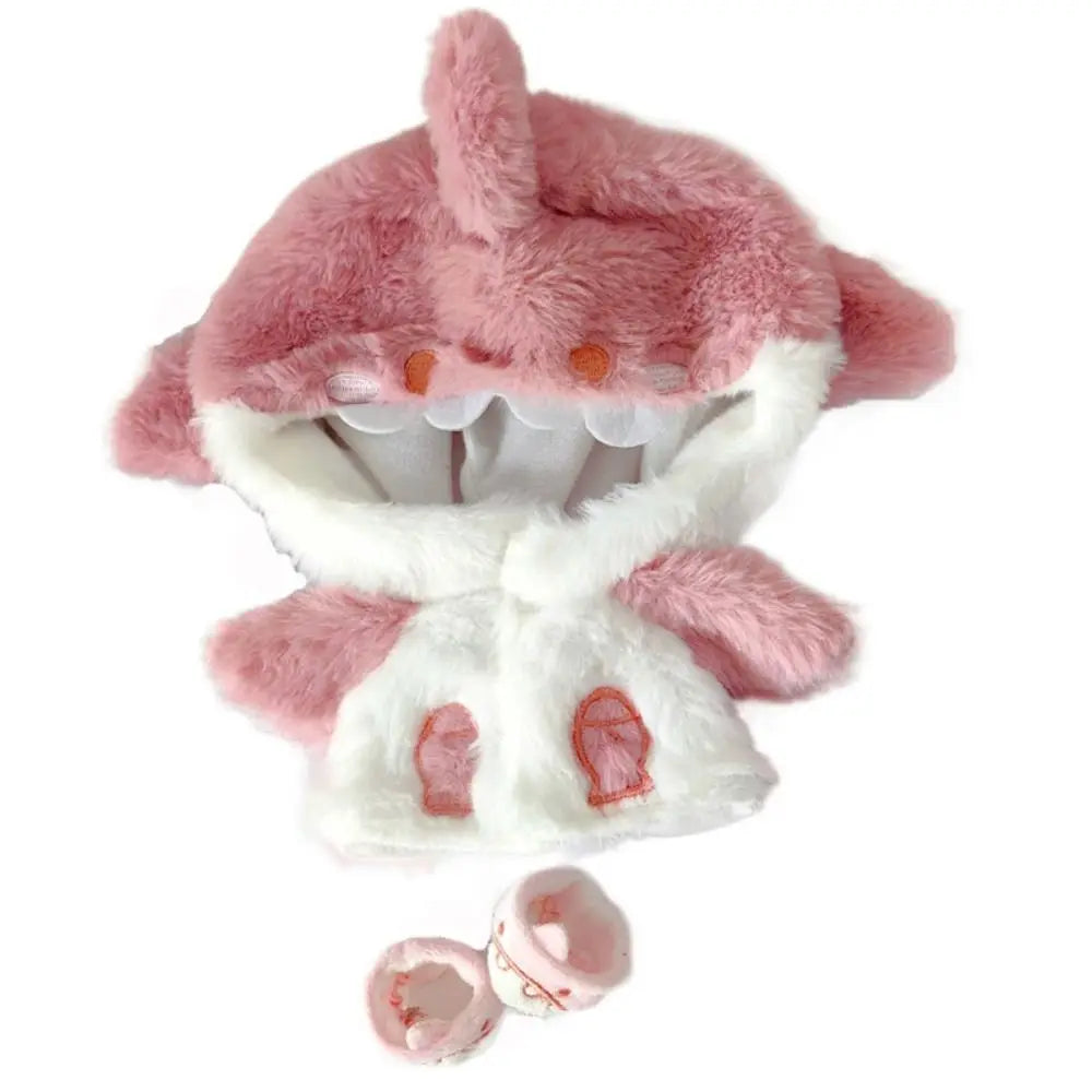Cartoon Shark Coat Pink Blue Shark Plush Hoodies For 20cm Doll Clothes Lovely Animal Coat Outfit Cotton Stuffed Dolls Toys Gifts