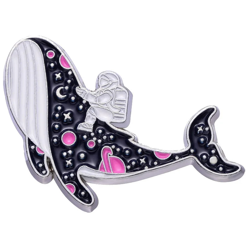 marine Whale dolphin Enamel Pin Funny Brooch Cartoons Badge for Bags Jeans Hoodies Denim Lapel Pin Jewelry Kids Best Gift