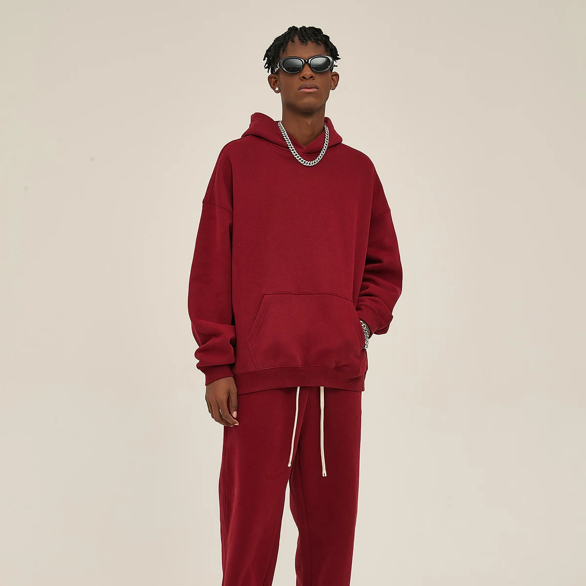 Cotton Baggy Fleece Hoodies for Men Solid Color Plush Pullovers Oversized Hooded Sweatshirt Autumn Winter Thick Clothes Unisex