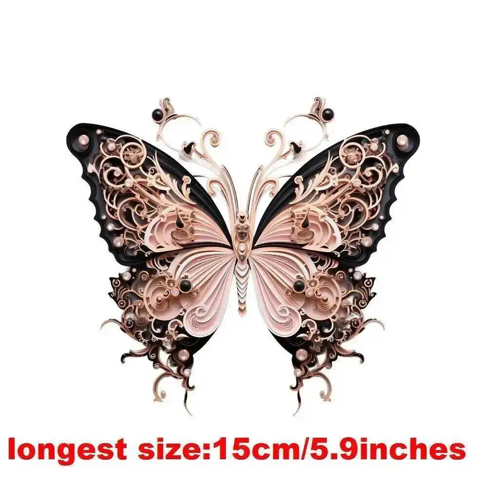 15cm Kids Cartoon Hollow Out Butterfly Dtf Transfers Ready To Press Patches For Clothing T-shirt Hoodies Heat Transfer Stickers
