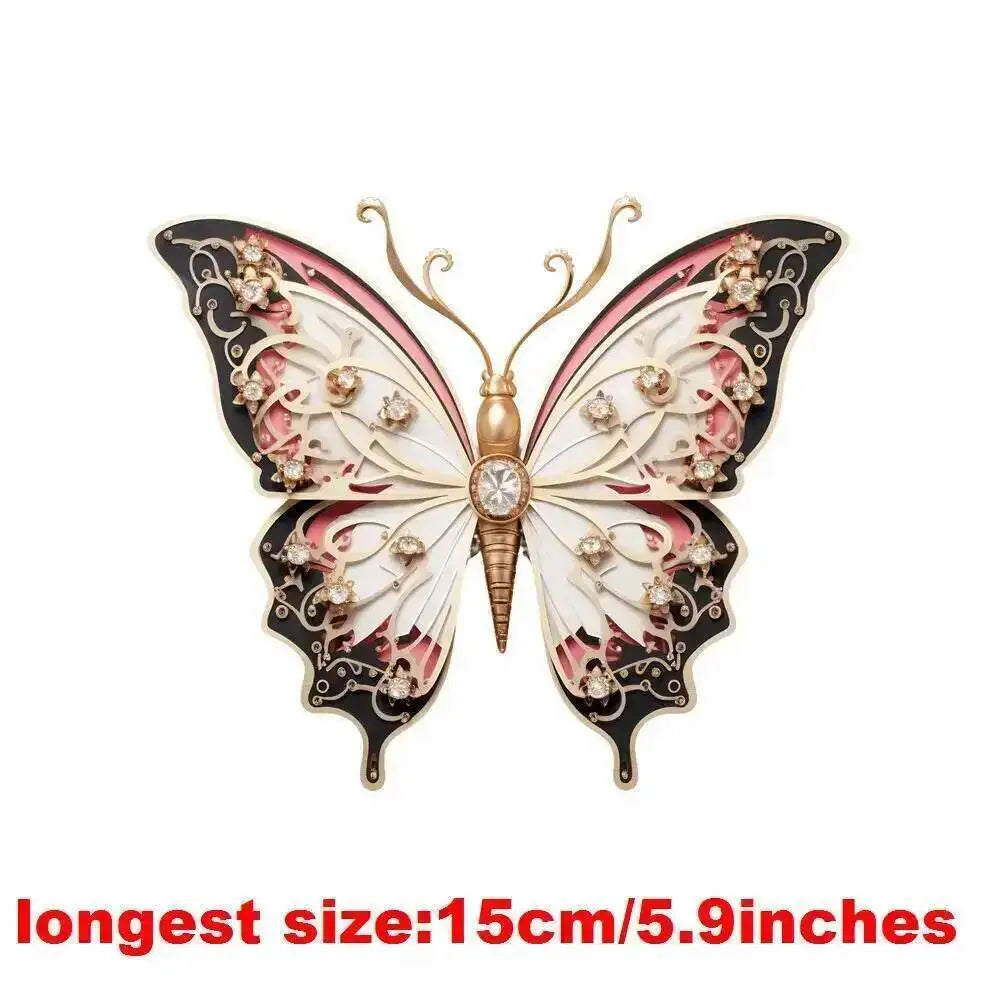 15cm Kids Cartoon Hollow Out Butterfly Dtf Transfers Ready To Press Patches For Clothing T-shirt Hoodies Heat Transfer Stickers