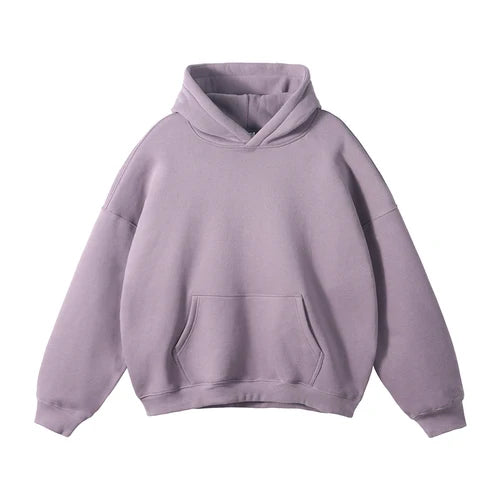 Cotton Baggy Fleece Hoodies for Men Solid Color Plush Pullovers Oversized Hooded Sweatshirt Autumn Winter Thick Clothes Unisex