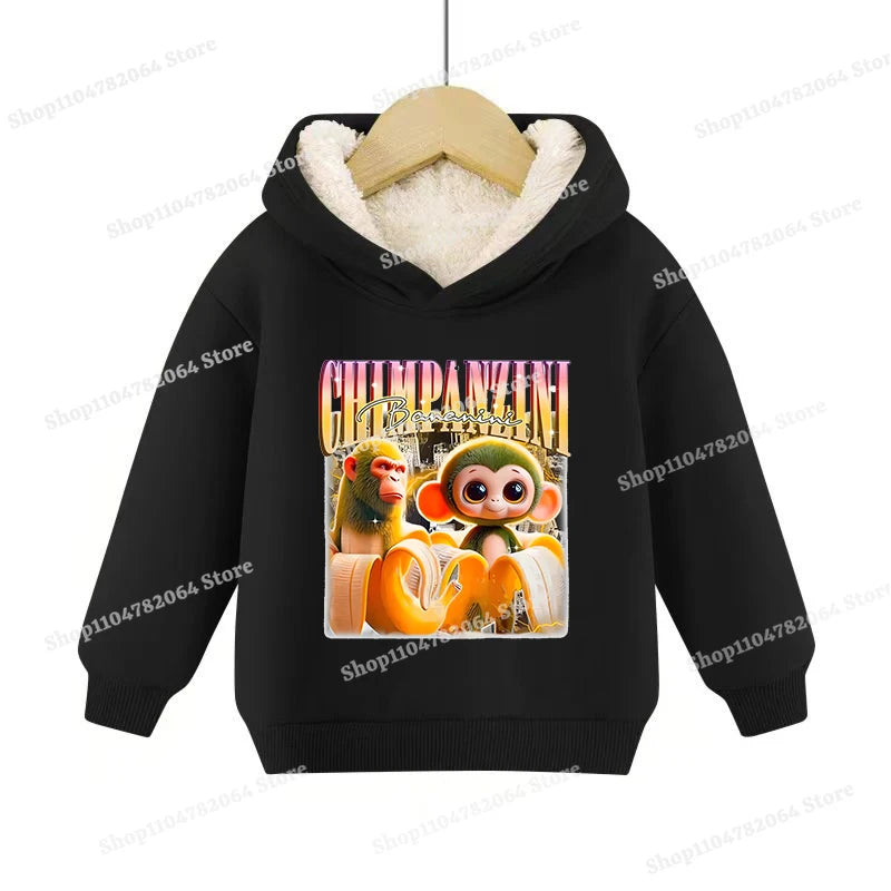 Italian Brainrot Animals Pullover Hoodies Cappuccino Assassino Lamb Fleece Kid Sweatshirt Sahur Anime Cartoons Clothes Tops Gift