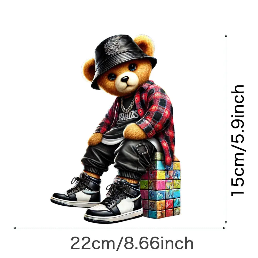 Cool Punk Bears Patches On Clothes Thermal Press Decal T-Shirt Parches Ropa Hoodies Heat Transfer DIY Clothes Stickers Iron On