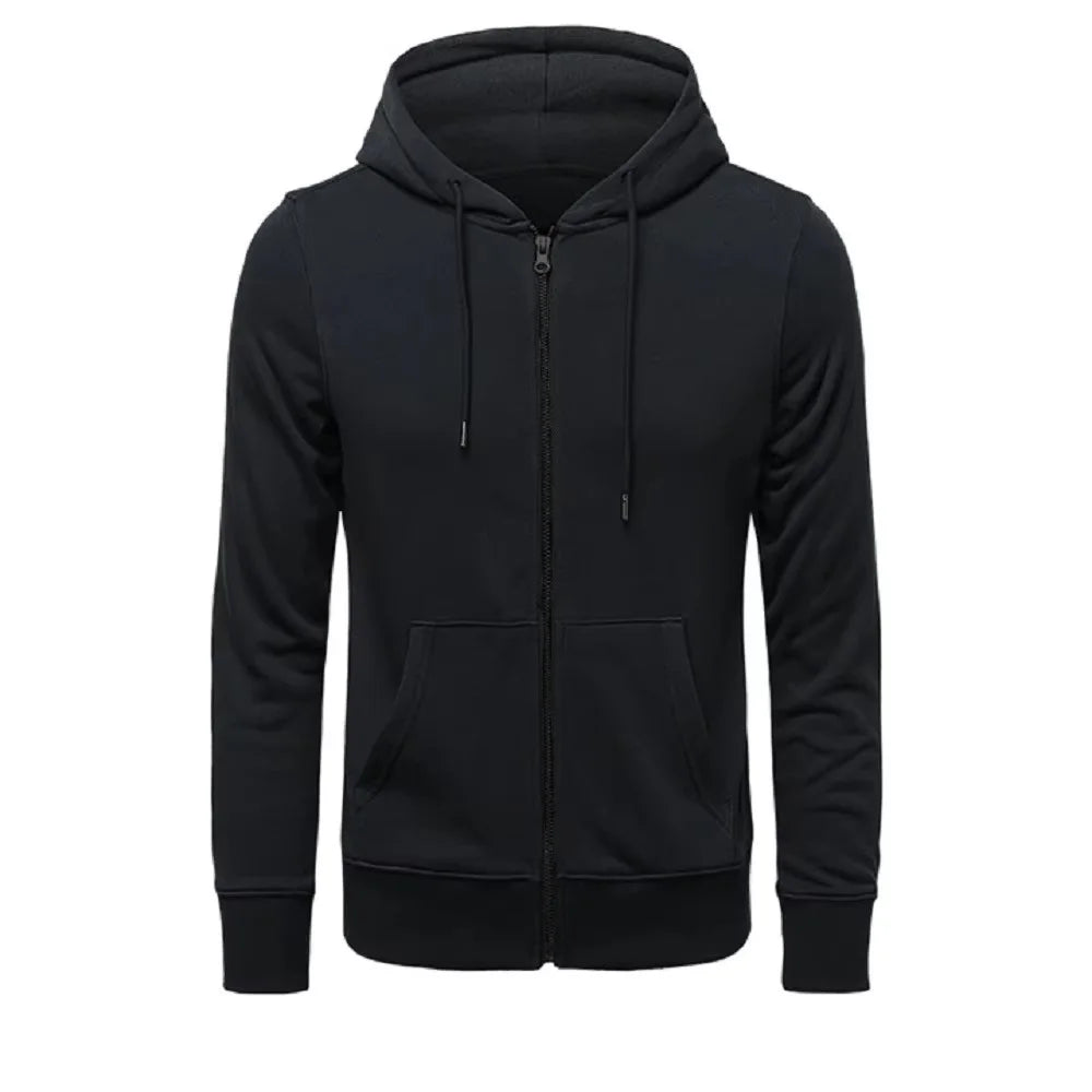 Trendy Hoodies Men Retro Harajuku Solid color High quality Jacket Streetwear Solid Zip Up Casual Loose Sweatshirt Clothes