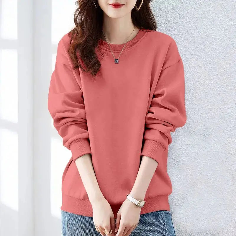 Spring Autumn Solid Simplicity Long Sleeve Harajuku Tops Loose Street Casual Hoodies Sweatshirts Fashion Trend Women Clothing