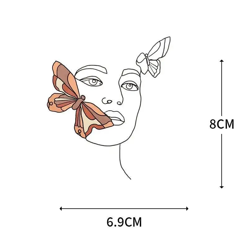 Abstract portraits and floral patterns heat transfer girls' clothing printed stickers Iron On hoodies and canvas bags DIY