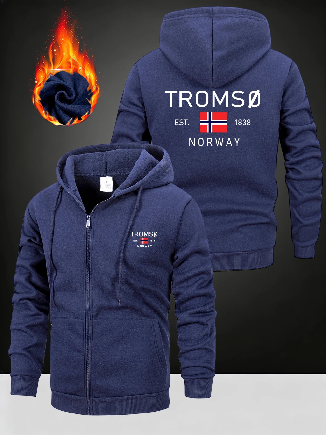 NORWAY Printed Men's Hoodies Long Sleeve Sweatshirt Zipper Design Hooded Coat for Men Clothing Sportswear Slim Fit Casual Jacket
