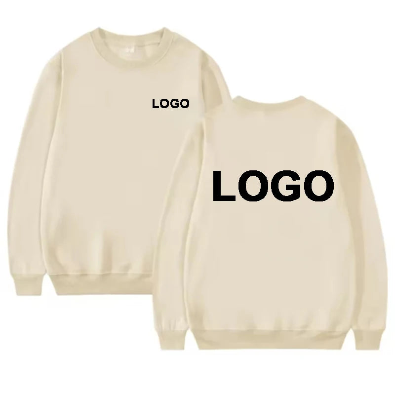 Customized printed men's and women's round neck hoodies, fashionable O-neck loose long sleeved pullovers, street sports shirts