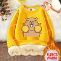 Kawaii Capybara Children's Clothing Lamb Wool Sweatshirt Boys Girls Winter Warm Thick Long Sleeved Pullover Hoodies Anime Gifts
