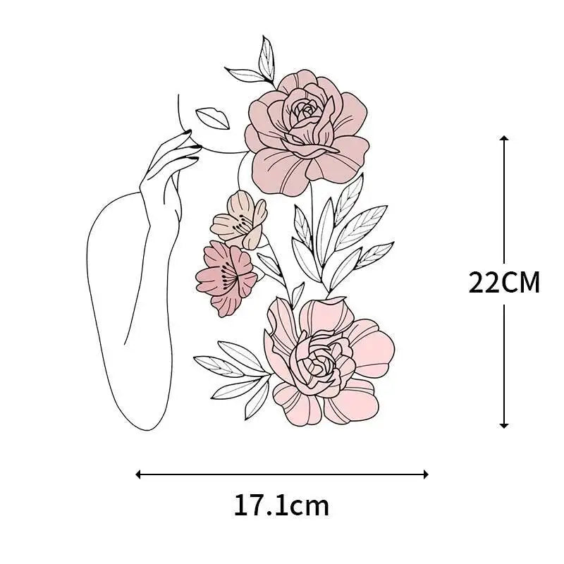Abstract portraits and floral patterns heat transfer girls' clothing printed stickers Iron On hoodies and canvas bags DIY