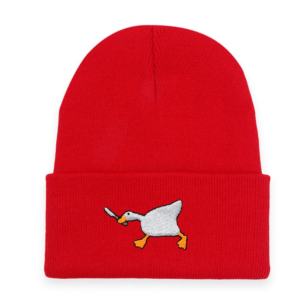 Big Goose Embroidered Knitted Hat for Winter and Winter Warmth, Men's and Women's Hoodies, Unclimbed Knitted Hat, Outdoor