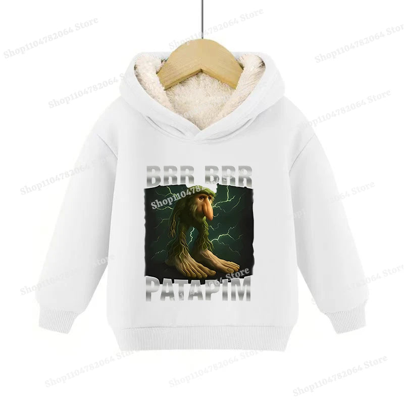 Italian Brainrot Animals Pullover Hoodies Cappuccino Assassino Lamb Fleece Kid Sweatshirt Sahur Anime Cartoons Clothes Tops Gift