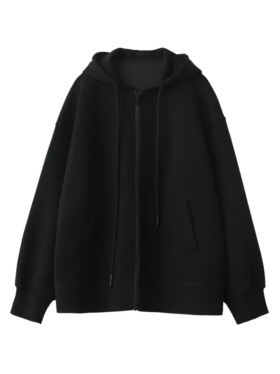 CHIC VEN Women Sweatshirts Hoodies Solid Loose Casual Hooded Female Tops Lady Coat Medium Length Overcoat Spring Autumn 2025