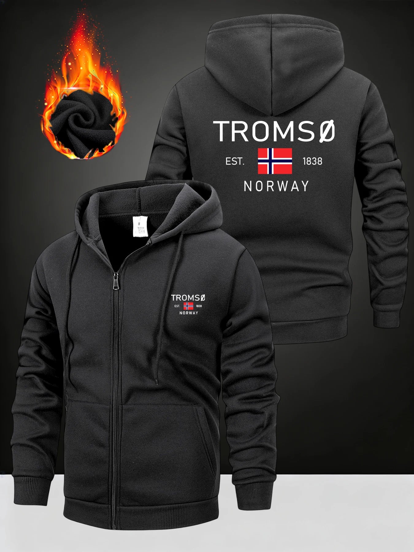NORWAY Printed Men's Hoodies Long Sleeve Sweatshirt Zipper Design Hooded Coat for Men Clothing Sportswear Slim Fit Casual Jacket