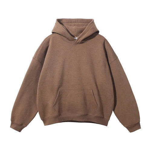 Cotton Baggy Fleece Hoodies for Men Solid Color Plush Pullovers Oversized Hooded Sweatshirt Autumn Winter Thick Clothes Unisex