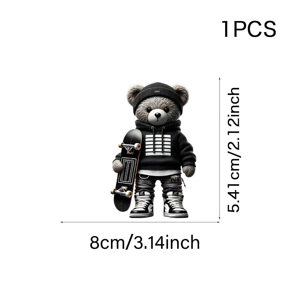 Cool Punk Bears Patches On Clothes Thermal Press Decal T-Shirt Parches Ropa Hoodies Heat Transfer DIY Clothes Stickers Iron On