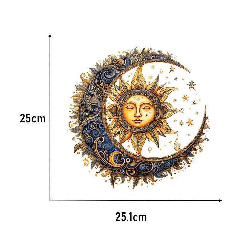 Heat Transfer on Clothes Iron On Patch for Hoodies, Sun and Moon, DTF Thermo Sticker Decals for Men and Women