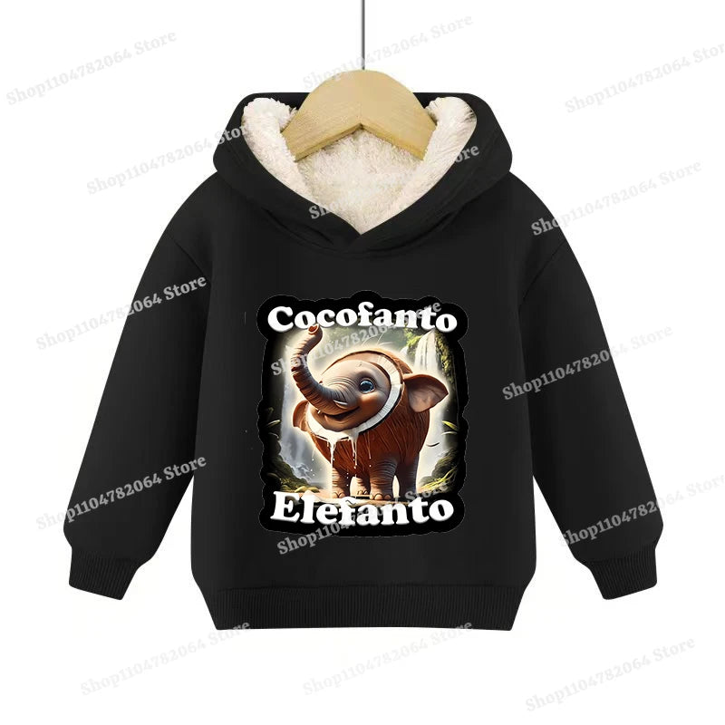 Italian Brainrot Animals Pullover Hoodies Cappuccino Assassino Lamb Fleece Kid Sweatshirt Sahur Anime Cartoons Clothes Tops Gift