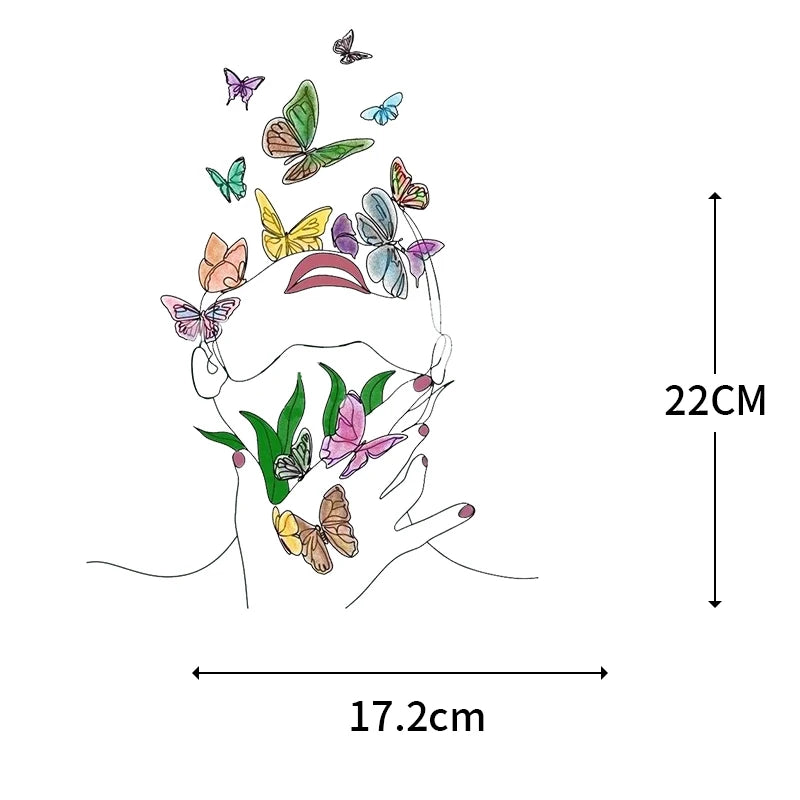 Abstract portraits and floral patterns heat transfer girls' clothing printed stickers Iron On hoodies and canvas bags DIY