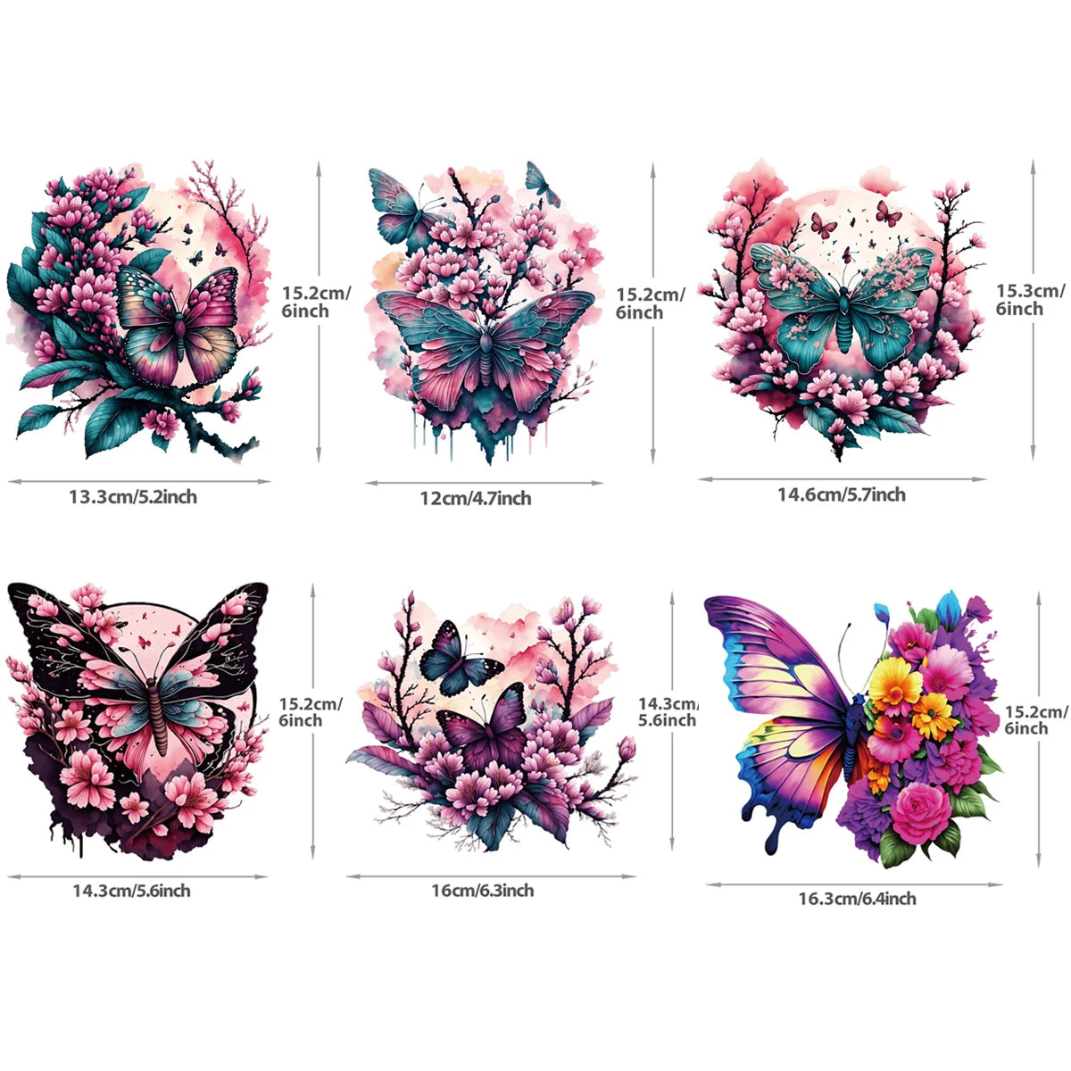 Medium Size Butterfly Sticker On Clothes For Girl Dresses Decals Patches Washable Thermal Press Hoodies Tops Vinyl Diy Patch