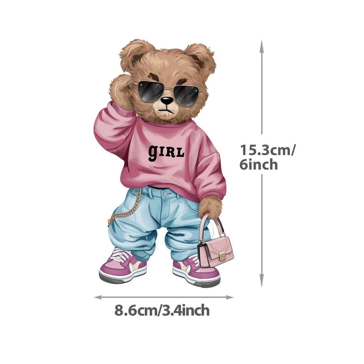 Medium Bear Iron On Patches Transfers Vinyl Thermal Press A-Level Washable Diy Hoodies Tops Patch Iron Children Clothes