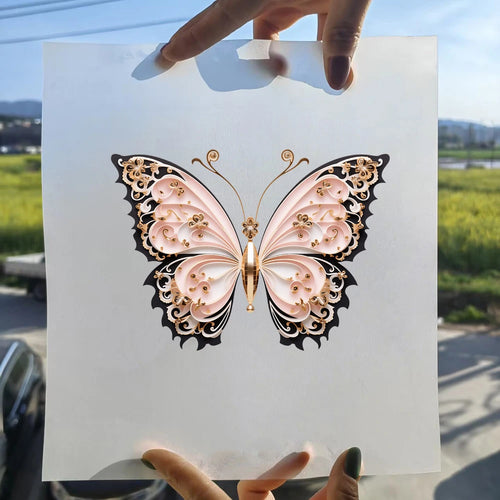 15cm Kids Cartoon Hollow Out Butterfly Dtf Transfers Ready To Press Patches For Clothing T-shirt Hoodies Heat Transfer Stickers