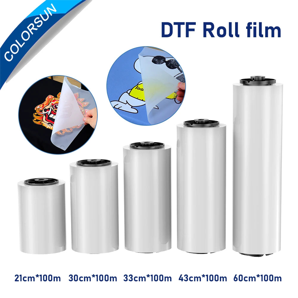 Colorsun DTF Transfer paper PET Roll Film DTF PET film DTF Film for Printing On T-shirt Hoodies Shoes PET Film Rolls